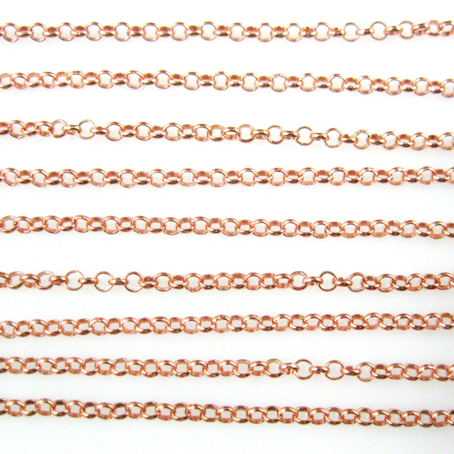 Rose Gold Chain,Gold plated Sterling Silver Rolo ChainUnfinished Bulk
