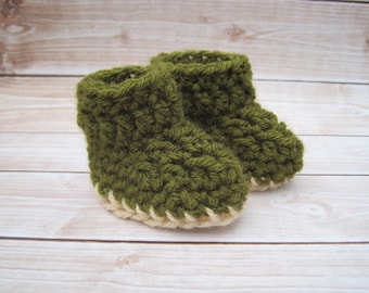 Crochet Baby Booties, Baby Boy Booties, Crochet Booties, Green Baby Booties, Newborn Boy Booties, Infant Booties, Baby Boy Crib Shoes, Boots