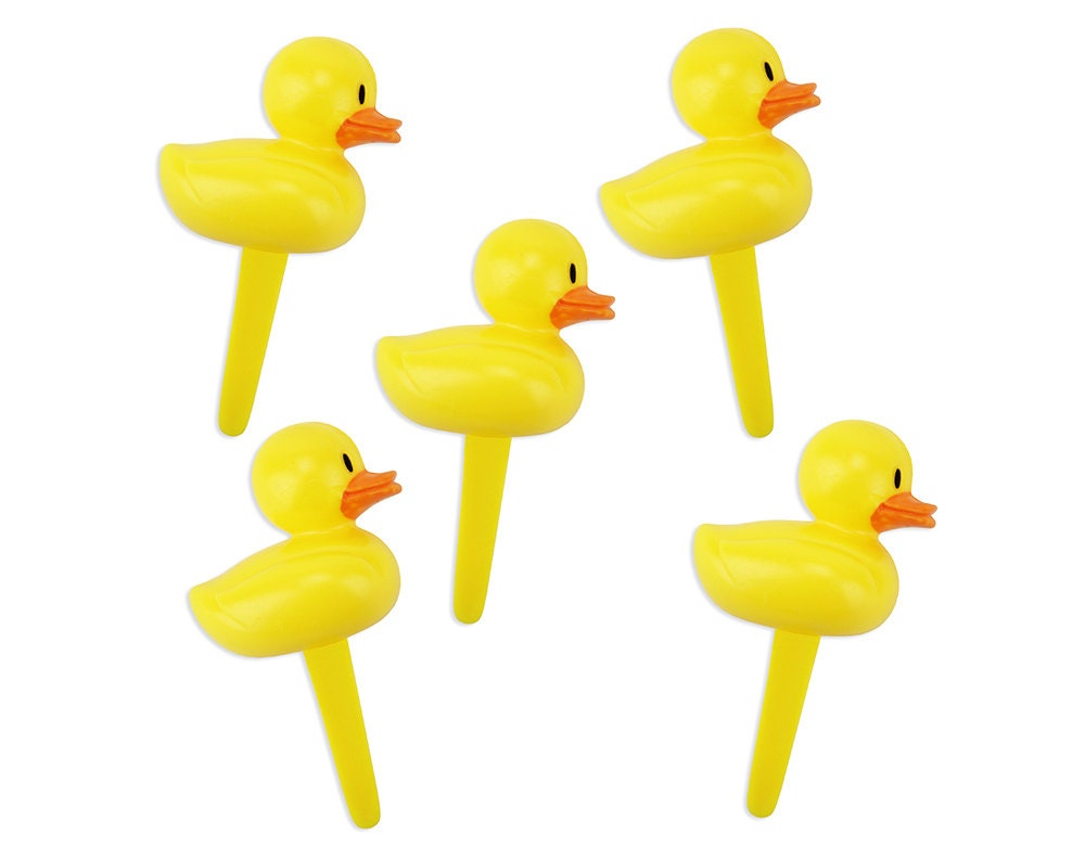 Yellow Duck Picks - 12 rubber duckie toppers for cupcakes and cakes ...