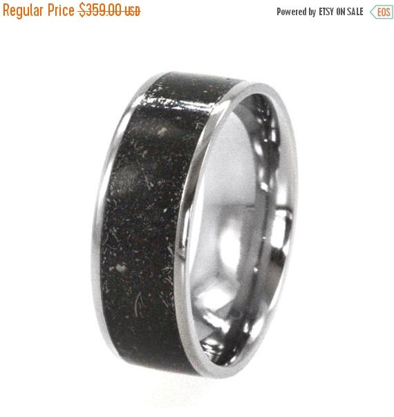 Wedding Sale Meteorite Ring Star Dust Titanium by jewelrybyjohan