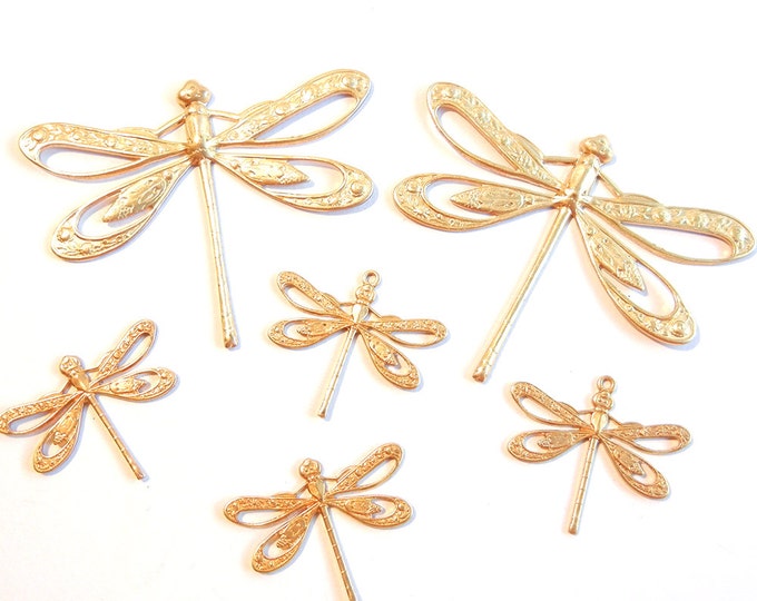 Set of Brass Dragonfly Charms