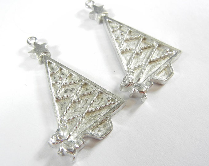 Pair of Pewter Christmas Tree Charms