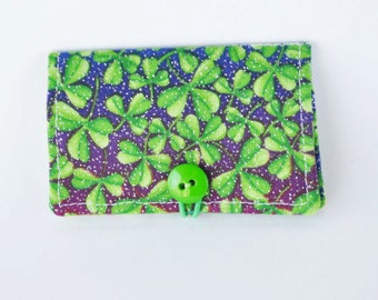 Fabric Business Card Holder 3 Leaf Clover