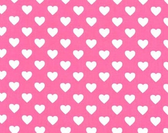 FAT QUARTER- Hearts all Over in Raspberry Pink with White Hearts by Michael Miller Fabrics CX5920-RASP-D