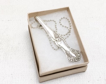 Handcrafted Necklace Pendant Antique Spoon Handle 1847 Rogers Bros VINTAGE Grape 1900s Silverplate Wine Party Upcycled Silverware Flatware