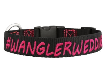 Wedding Hashtag Embroidered Dog Collar