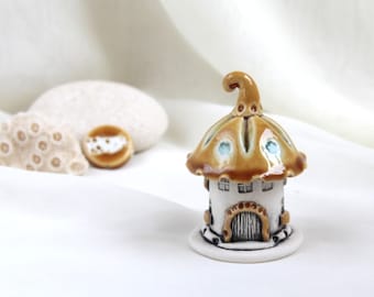 Honey-Turquoise House of tiny fairies -- unique Hand Made Ceramic Eco-Friendly Home Decor by studio Vishnya