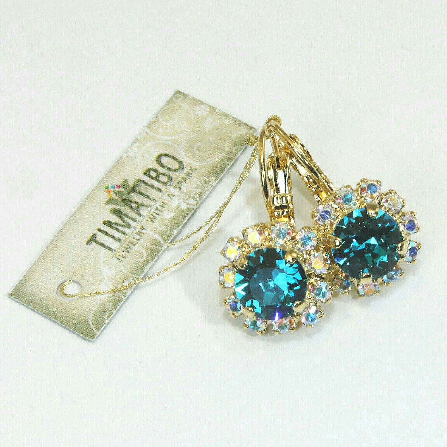 Teal Earrings Teal Gold Earrings Teal Crystal Drop Earrings