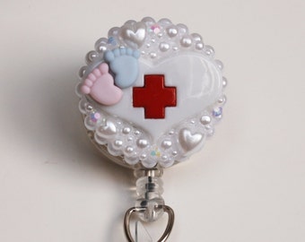 A Heart For Pediatric Nurses Vintage Zipper ID Badge Reel - RN ID Badge Holder - Zipperedheart