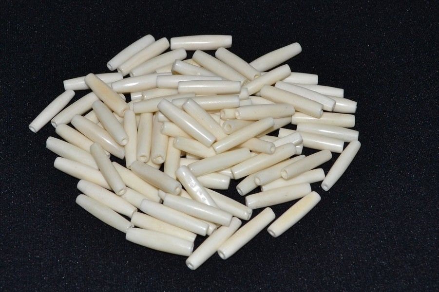 White Buffalo Bone Hair Pipe Beads 1 Inch Pack Of 50 Beads.