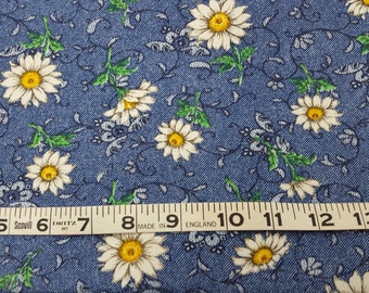 Cotton Denim Daisies on Blue Background over 1-1/2yd