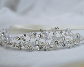 Bridal Pearl Flower & Austrian Crystal Headband / by lyndahats