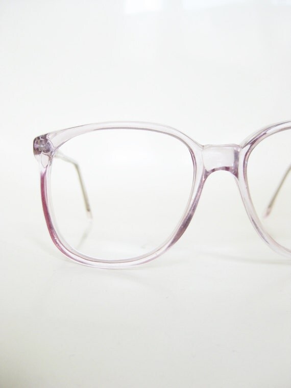 Vintage Clear Purple 1980s Eyeglasses Womens Ladies Round P3