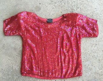 Red sequin top | Etsy