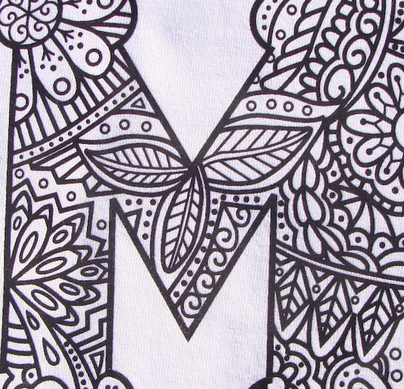 Letter M TRANSFER Iron On Heat Press Adult Coloring Page ...