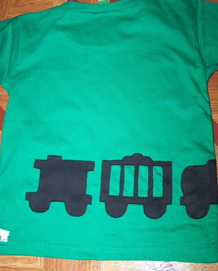 Train Tshirt Infant Wrap Around Fabric Applique by TheSewingFool