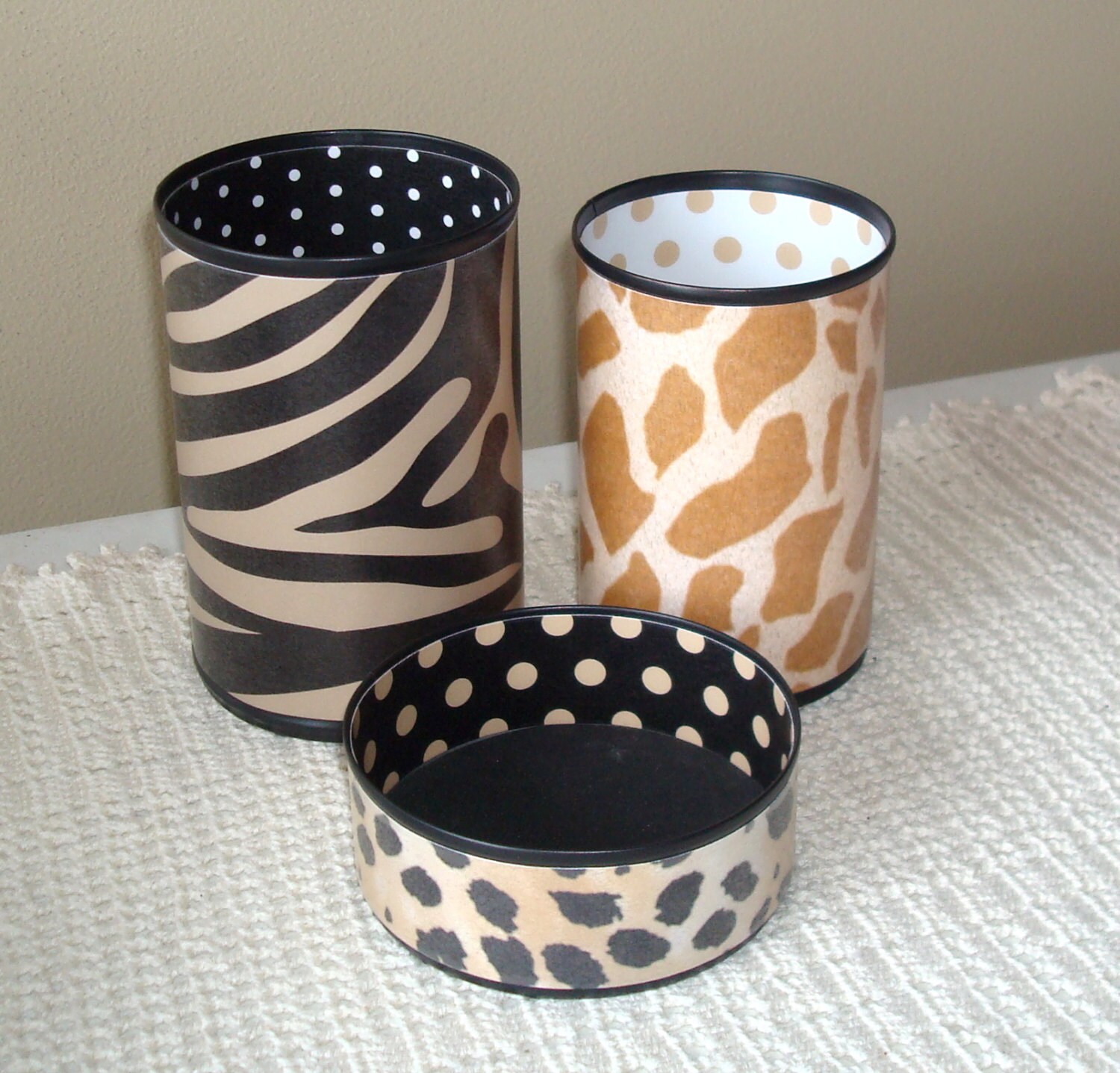African Animal Print Desk Accessory Set Zebra Cheetah Giraffe