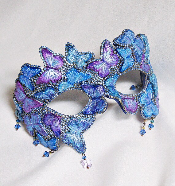 Butterfly Masquerade Mask Blue and Purple by BejeweledMasquerade