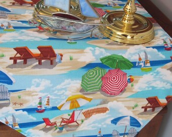 Beach Table Runner 72" Reversible Nautical Blue Table Runner Sea Shell Table Runner Seaside Table Runner Coastal Table Runner Beach House