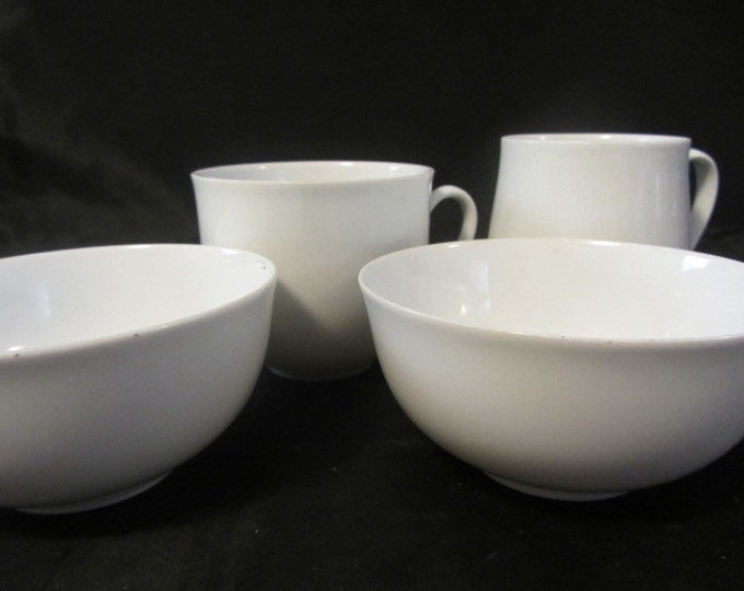 4 Assorted White China Cups, Serving Cups, Crafting Cups, Replacement Cups, China Cups, Modern China Cups and Bowls, Breakfast Serving Set