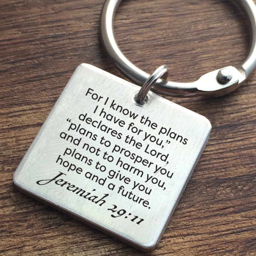 Bible Verse Keychain Bible Keychain Engraved by sierrametaldesign