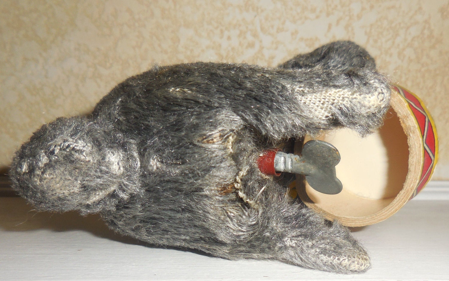 Vintage Wind Up Drumming Marching Band Drum Playing Bear