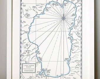 Lake Tahoe Basin Letterpress Printed Map (Navy)