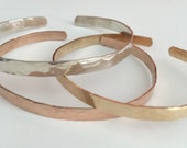 Thin Hammered Cuffs | Sterling, Gold + Rose Gold | Hammered Handmade Cuffs | Handmade Sterling Silver Jewelry | Hammered Textured Cuff |