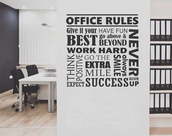 Office Rules Collage, Vinyl Wall Lettering, Vinyl Wall Decals, Vinyl Letters, Vinyl Lettering, Wall Quotes, Office Decal