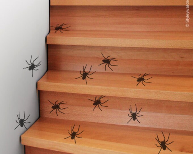 Halloween Wall Decal, Spiders Wall Decal, Spiders Wall Sticker, Spiders Halloween Decoration Vinyl Wall Decals Set of 25