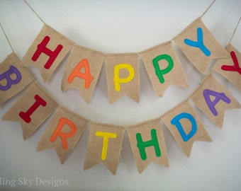 Happy Birthday Banner, Rainbow Birthday, Rainbow Birthday Banner, Reusable Birthday Banner