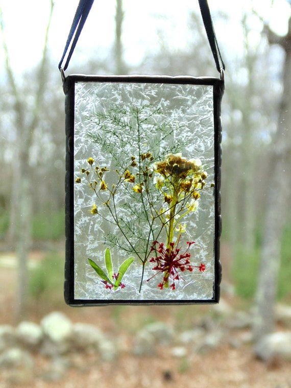 Pressed flower suncatcher stained glass suncatcher flower