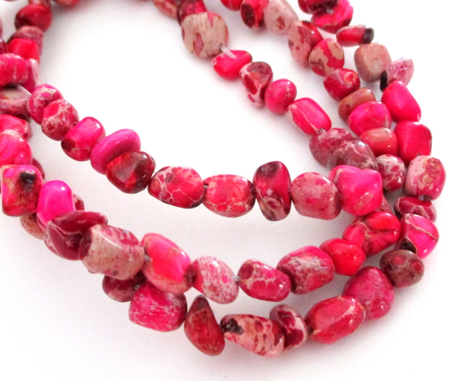 Pink Beads Imperial Jasper Beads Jasper Nugget by BijiBijoux