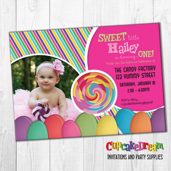 Lollipop Invitation Candy Birthday