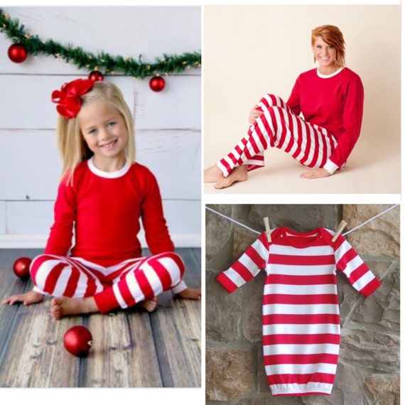 Red and White Stripe Christmas Pajamas
