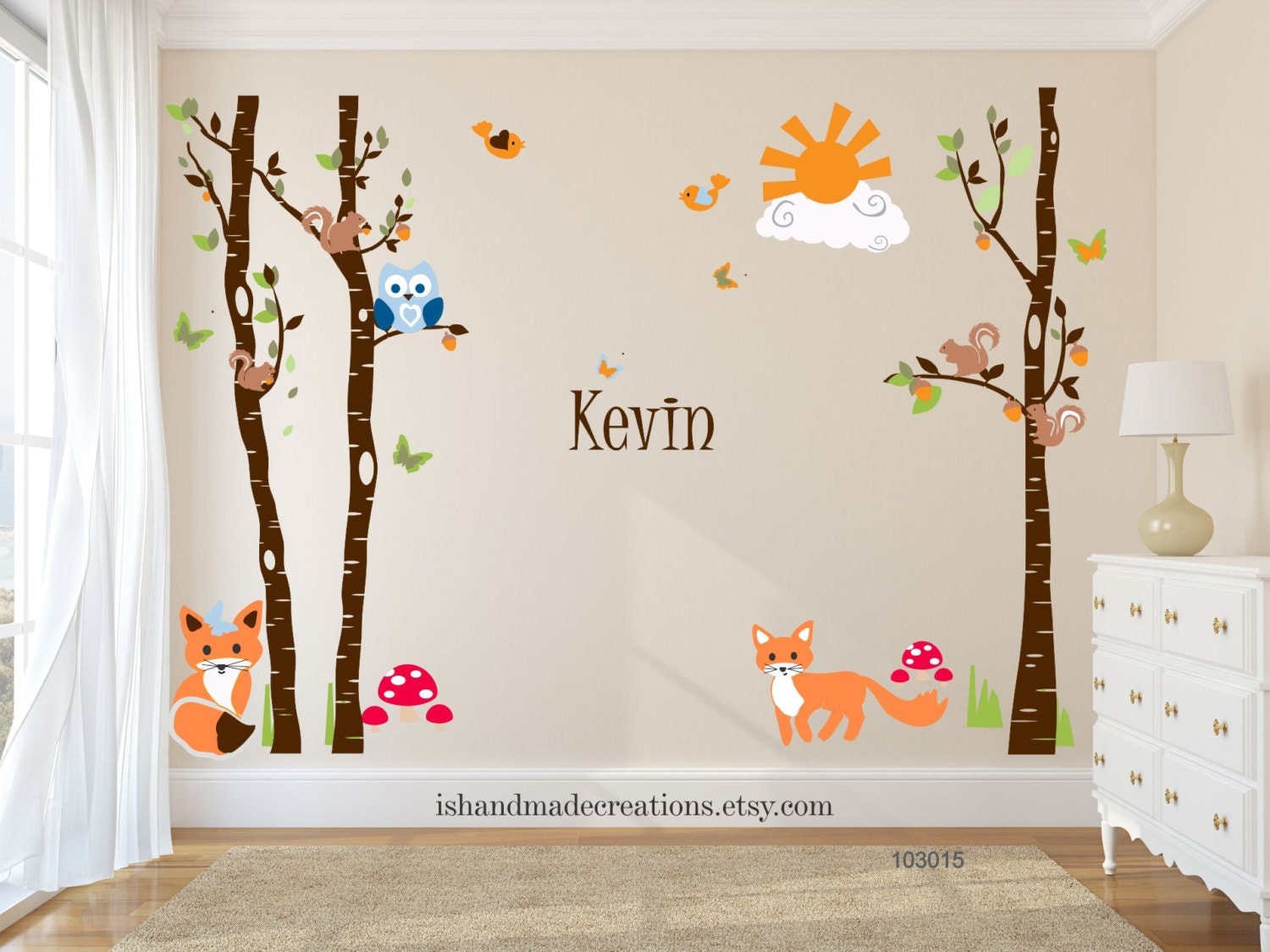 Forest Wall decal Trees for nursery Wall by ishandmadecreations