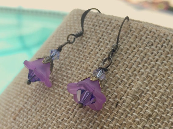 Purple Flower Dangle Earrings