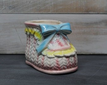 Vintage Relpo Ceramic Nursery Planter, Nursery Decoration, Bootie