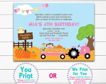 Pumpkin Patch Birthday Party Invitation Farm Birthday Invitation Pumpkin Farm Birthday Girls Fall Birthday Invitation