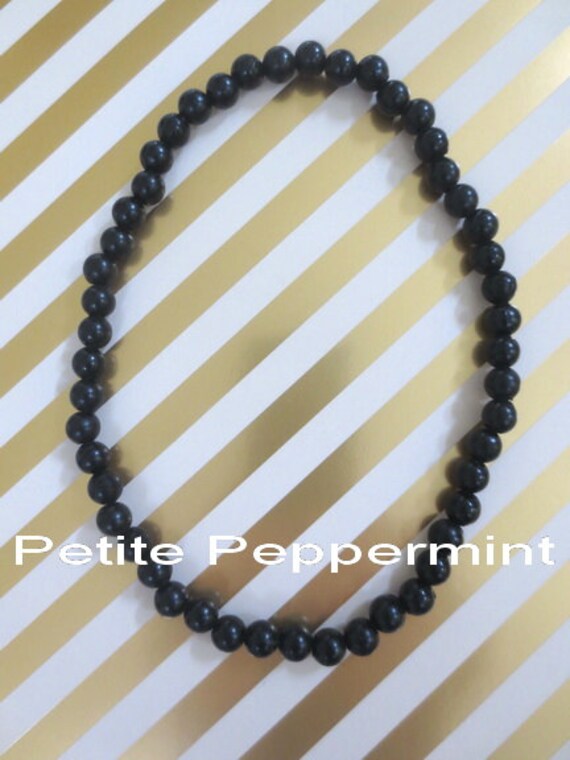 Black Baby Bead Necklace, No clasp Toddler Necklace, Toddler bead