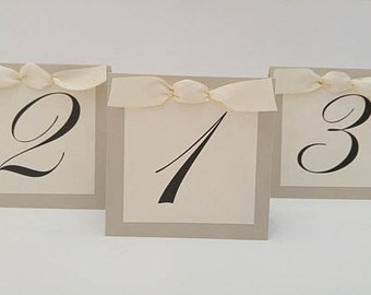 Wedding Table Number, Wedding Table Decor, Elegant Table Number, Table Number with Bow, Wedding Reception Decor
