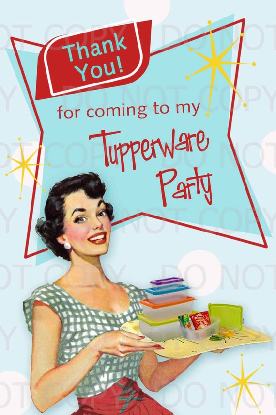 Printable DIY Retro Housewife Tupperware Party Thank You Card