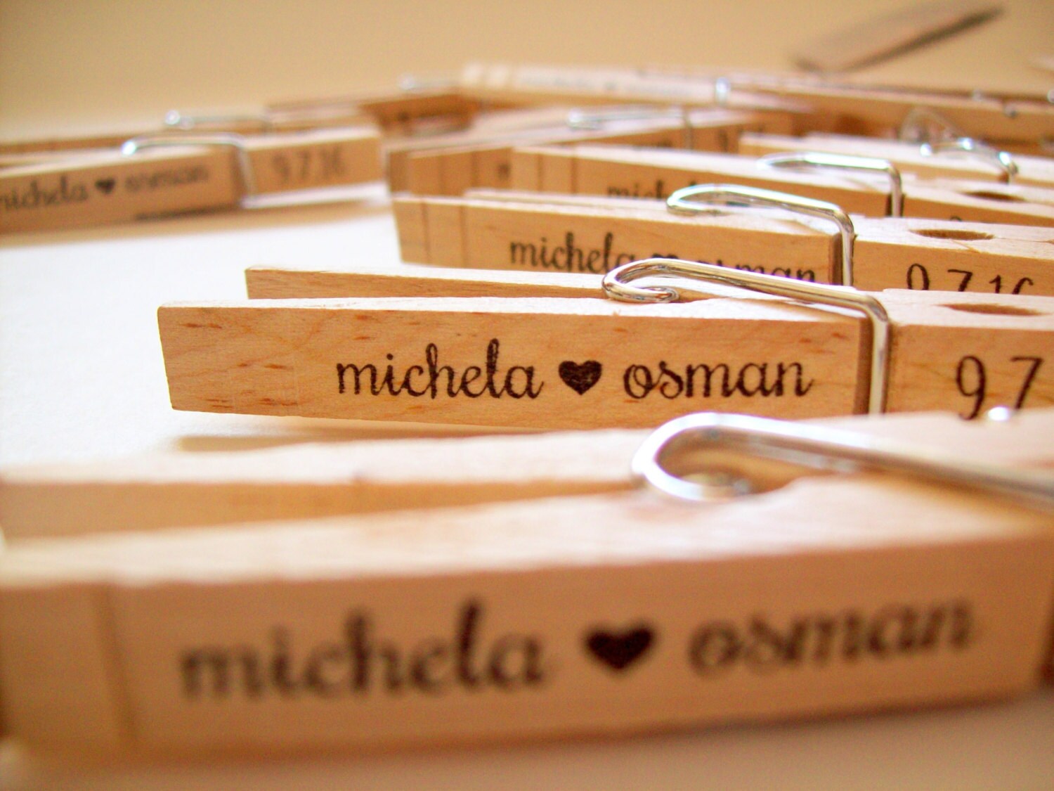 Personalized Clothespins Names and Date 20 Count Wedding