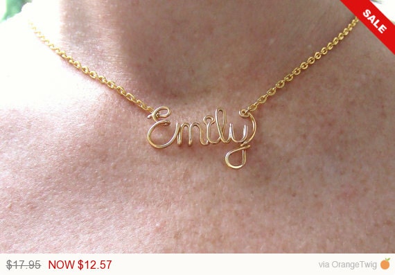 24K Gold Name Necklace, Personalized Necklace, Custom Made Wire Name