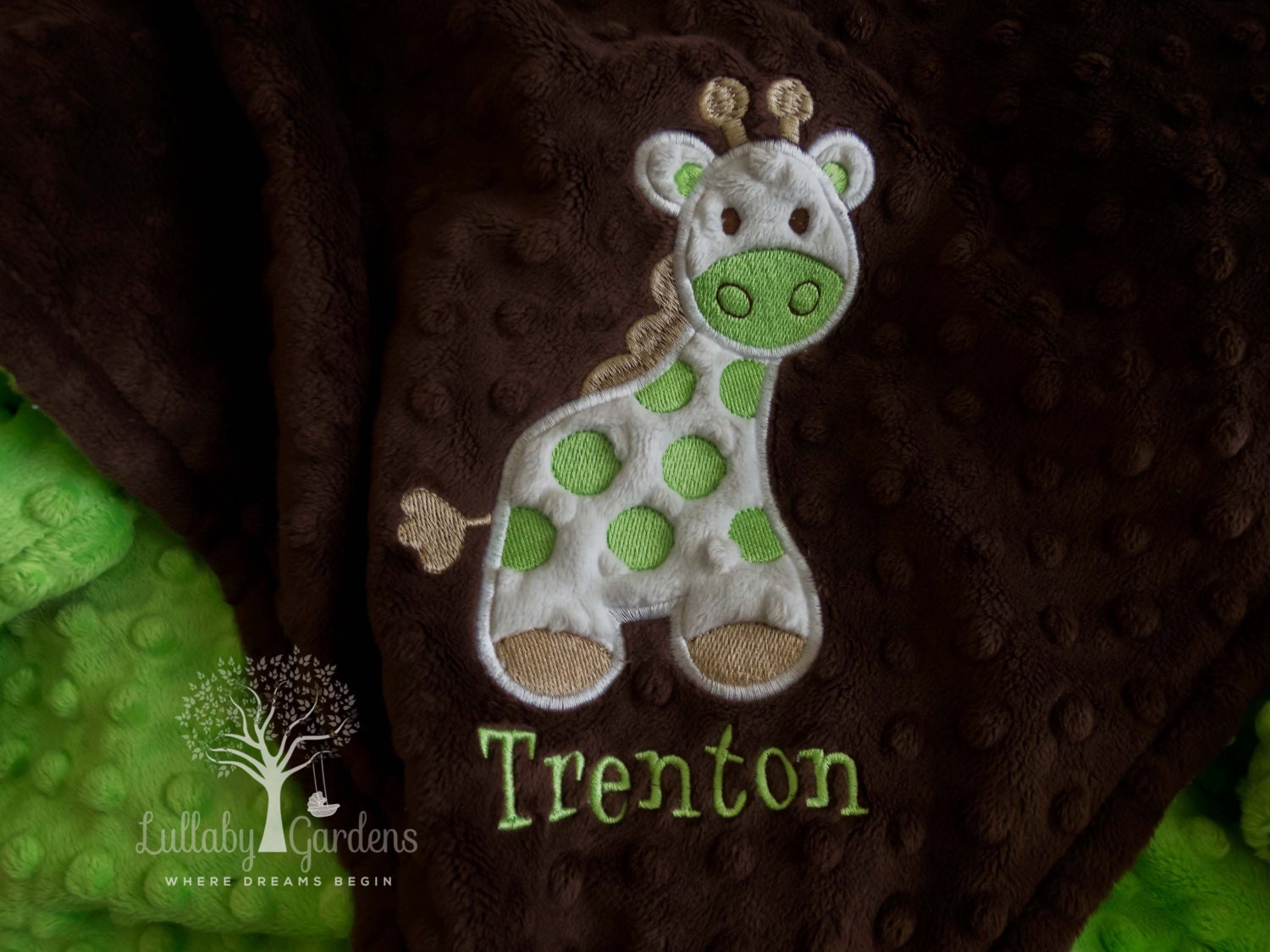 Giraffe Personalized Minky Baby Blanket Personalized Minky