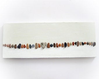 Beach Art ,Unique Wall Art, Pebble Art, Unique OOAK 3D Wall Decor with Actual Heart Shaped Beach rocks, Home Decor Wall Decoration Stones