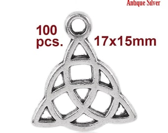 100pcs. Antique Silver Celtic Knot Charms Pendants - 17x15mm