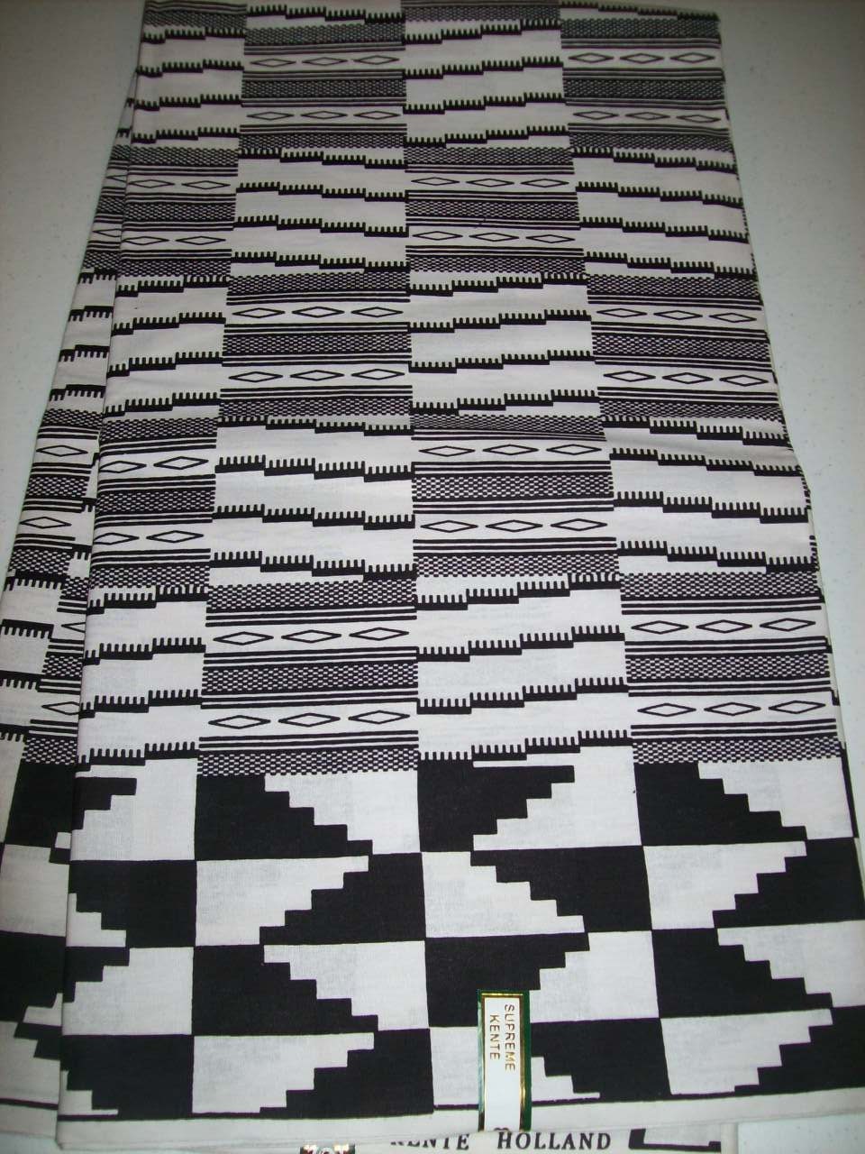 Black and White kente print fabric by the yard