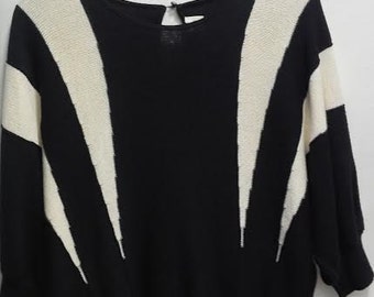 Vintage 1980's - "Savion" Black & White Acrylic Parvenu Sweater (available)