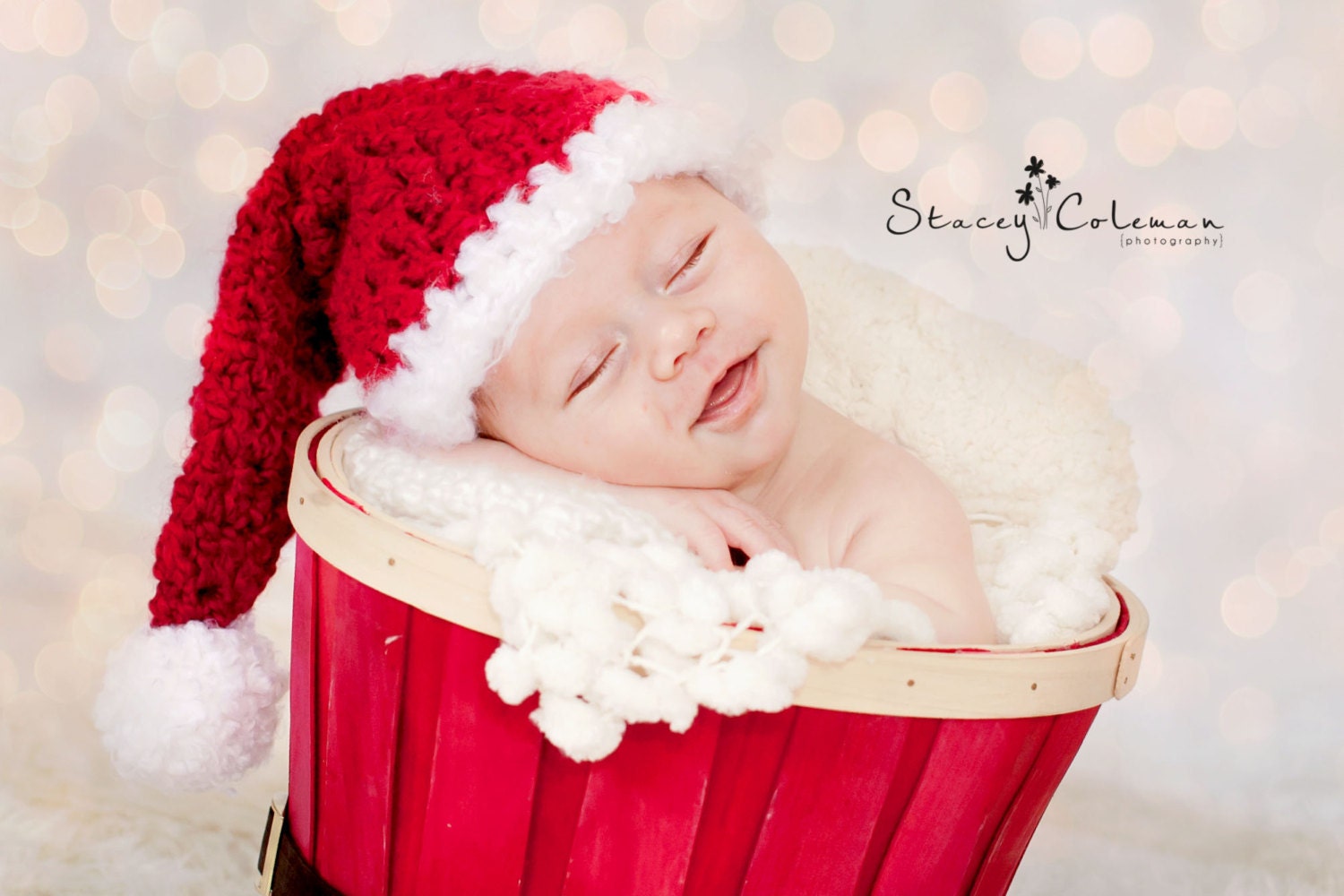 Newborn Christmas Outfit Santa Swaddle Sack and Hat Set